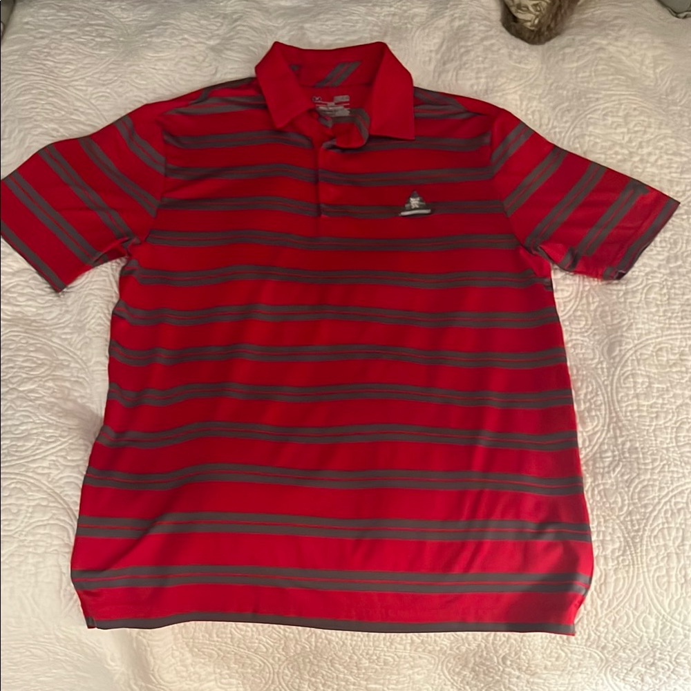 Red and Gray Striped Congressional Country club Polo Shirt